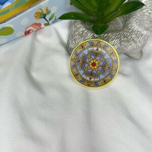 🫟 3/$25 Pop Socket Phone Grip Ornate Blue & Gold Stained Glass Style